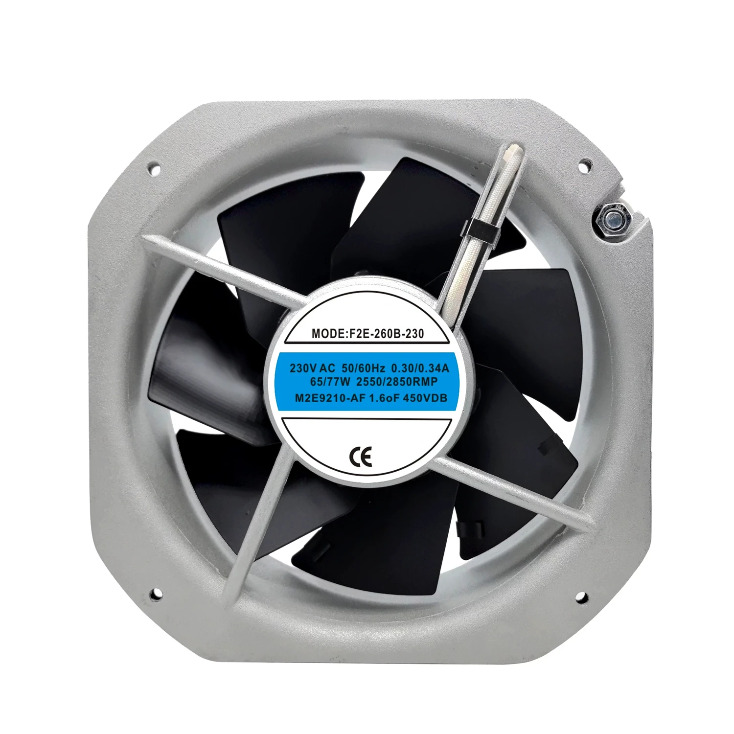 Metal Fan F2E-260B-230 230V 0.34A 65/75W 22.5cm 22580 225*225*80mm Server Distribution Box Cabinet Axial Cooling Fan
Metal Fan F2E-260B-230 230V 0.34A 65/75W 22.5cm 22580 225*225*80mm Server Distribution Box Cabinet Axial Cooling Fan