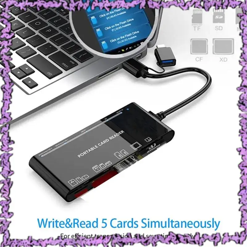 SCLL-Аксессуары для ноутбуков Многофункциональный кард-ридер USB 3.0 Карта CF/XD/MS/SD/TF 7 в 1 USB-считыватель карт
SCLL-Аксессуары для ноутбуков Многофункциональный кард-ридер USB 3.0 Карта CF/XD/MS/SD/TF 7 в 1 USB-считыватель карт