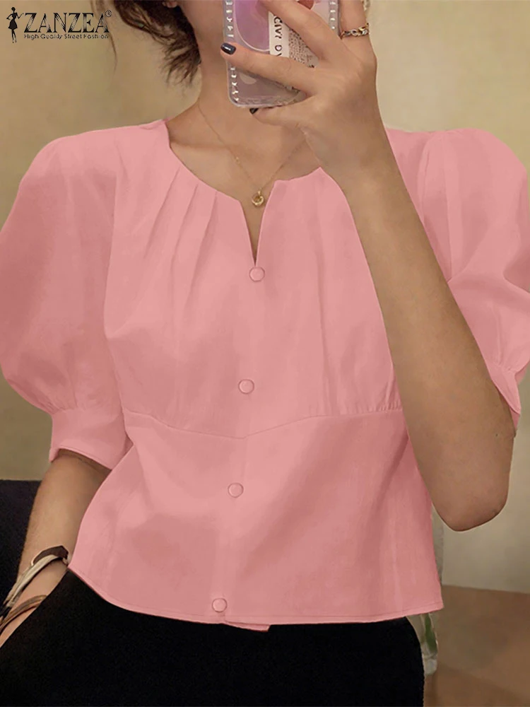 ZANZEA Fashion Vintage Chemise Femme 2025 Summer Half Puff Sleeve Elegant Woman Pleated Blouses V-Neck Solid Color Shrot Shirts
ZANZEA Fashion Vintage Chemise Femme 2025 Summer Half Puff Sleeve Elegant Woman Pleated Blouses V-Neck Solid Color Shrot Shirts
