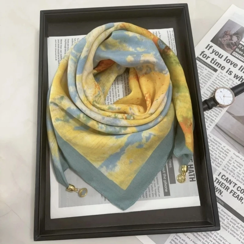 Convenient Magnetic Buckle Silk Square Scarf for Women Fresh Print Neck Scarf Soft Bandana Head Scarf Spring Summer Office Daily
Convenient Magnetic Buckle Silk Square Scarf for Women Fresh Print Neck Scarf Soft Bandana Head Scarf Spring Summer Office Daily