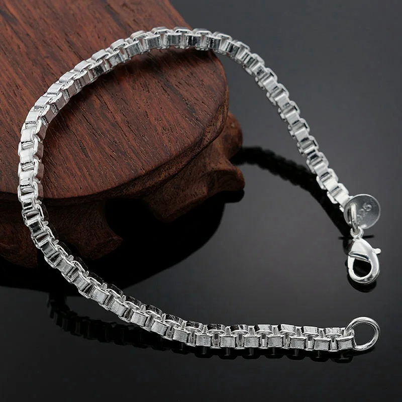 925 Sterling Silver 4mm Box Creative Women Men Cute Nice Bracelets High Quality Fashion Jewelry Christmas Gifts
925 Sterling Silver 4mm Box Creative Women Men Cute Nice Bracelets High Quality Fashion Jewelry Christmas Gifts