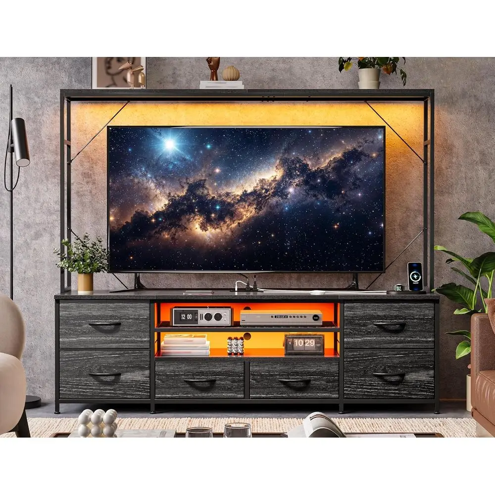 55-60 Inch LED-Lit Entertainment Center with Power Outlets, Black TV Stand for Living Room and Bedroom
55-60 Inch LED-Lit Entertainment Center with Power Outlets, Black TV Stand for Living Room and Bedroom
