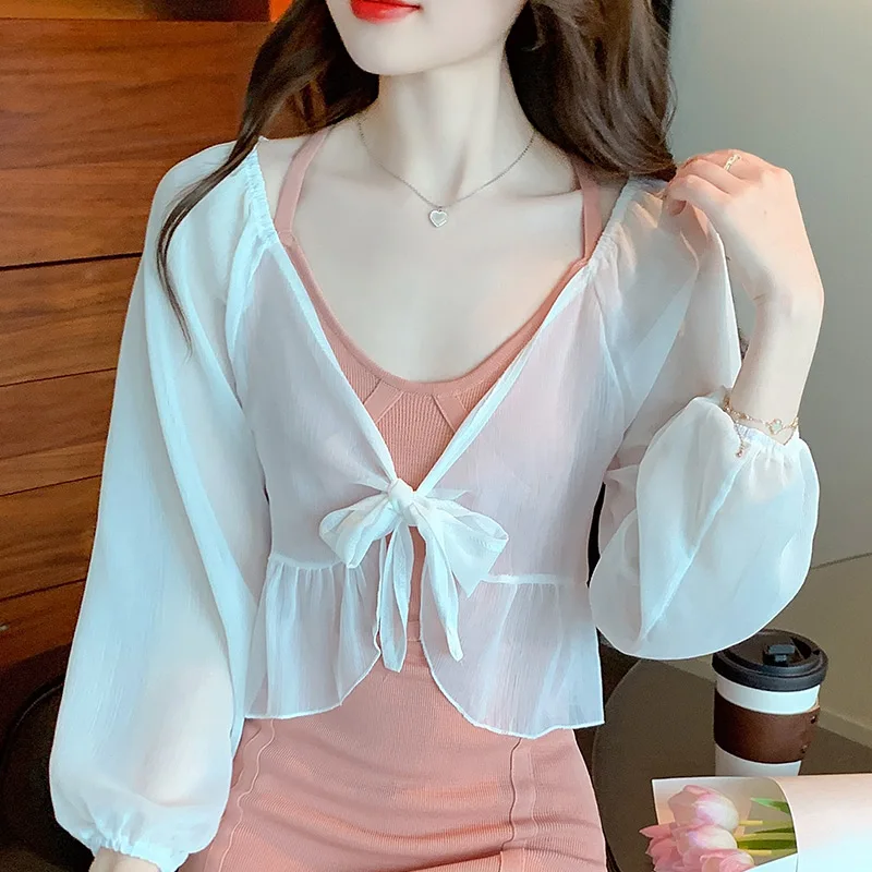 Tie-Front Ruffle Hem Cardigan Women Summer Long Sleeve White Pink Shirts Elegant Ladies Cover Up Top
Tie-Front Ruffle Hem Cardigan Women Summer Long Sleeve White Pink Shirts Elegant Ladies Cover Up Top
