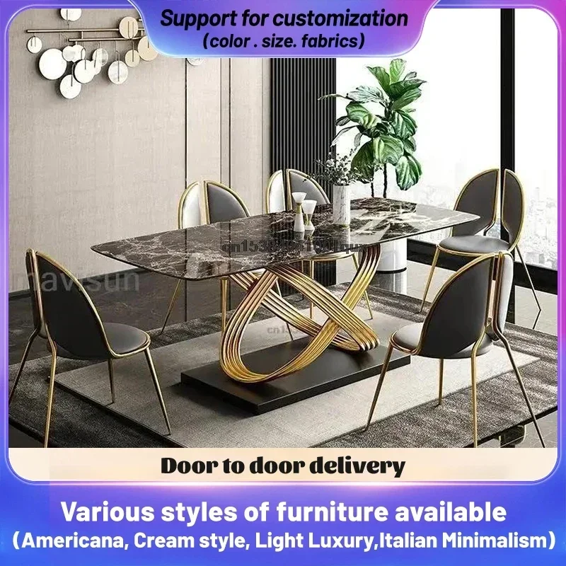 Modern Dining Table With Stainless Steel Finish Black White Desk Top For Six People Home Rectangle Luxury Marble Kitchen Table
Modern Dining Table With Stainless Steel Finish Black White Desk Top For Six People Home Rectangle Luxury Marble Kitchen Table