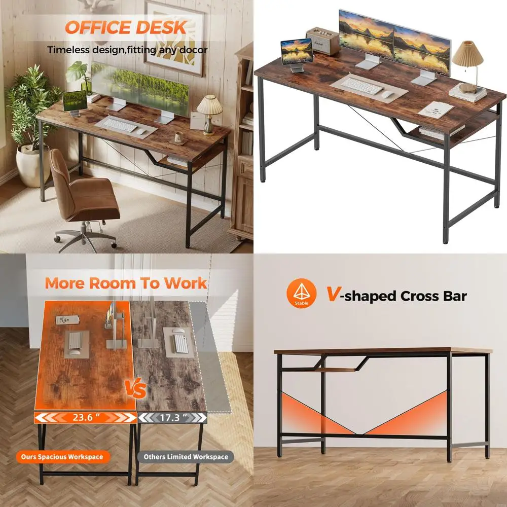 Compact 48x24 Gaming Desk, Modern Minimalist Style, Dark Brown, with Shelf for Home Office and Study
Compact 48x24 Gaming Desk, Modern Minimalist Style, Dark Brown, with Shelf for Home Office and Study