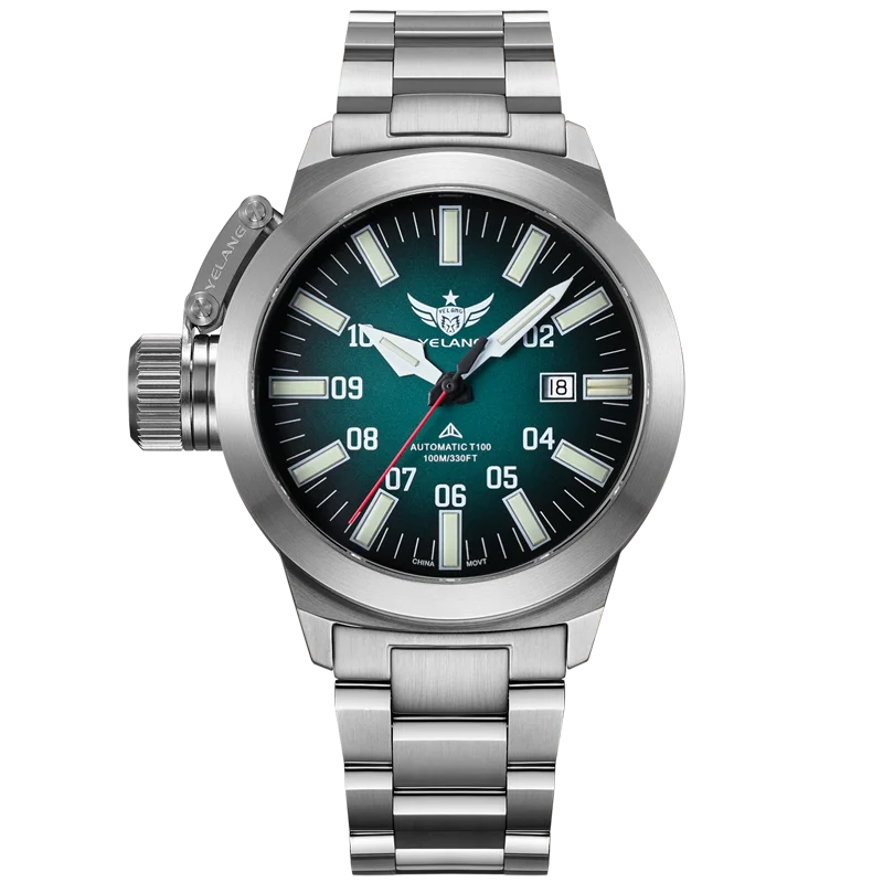 YELANG Мужские дайверские часы 44 мм Автоматические механические наручные часы Светящиеся трубки Сапфир 100 м Водонепроницаемые PT5000 Корона Защитный мост
YELANG Мужские дайверские часы 44 мм Автоматические механические наручные часы Светящиеся трубки Сапфир 100 м Водонепроницаемые PT5000 Корона Защитный мост
