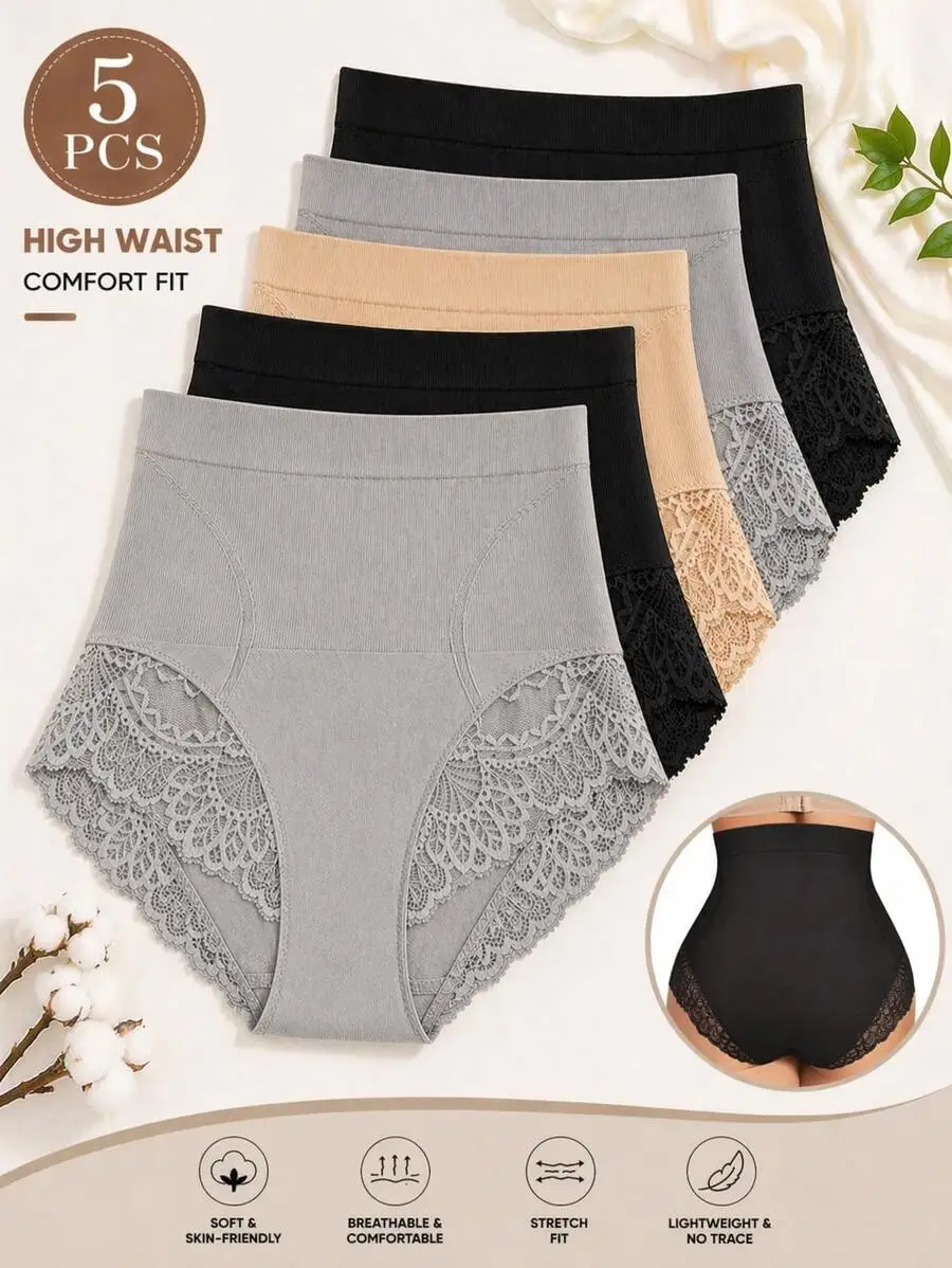 5 Pcs High Waisted Womens Lace Underwear Briefs Comfort Fit Breathable
5 Pcs High Waisted Womens Lace Underwear Briefs Comfort Fit Breathable