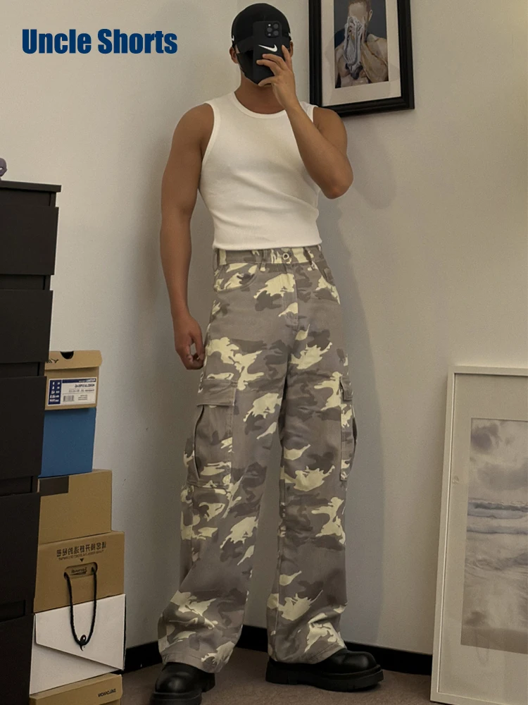 Men's Camouflage Wide Leg Straight Cut Jeans Retro American Sle Workwear Trousers Multi-ket Distred Cotton Blend
Men's Camouflage Wide Leg Straight Cut Jeans Retro American Sle Workwear Trousers Multi-ket Distred Cotton Blend