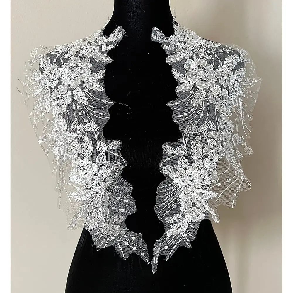 1 Pair Lace Sequin Flower Sew on Embroidered Lace Applique Wedding Dress Bride's Headdress Adornment DIY Patch Clothing Acce
1 Pair Lace Sequin Flower Sew on Embroidered Lace Applique Wedding Dress Bride's Headdress Adornment DIY Patch Clothing Acce