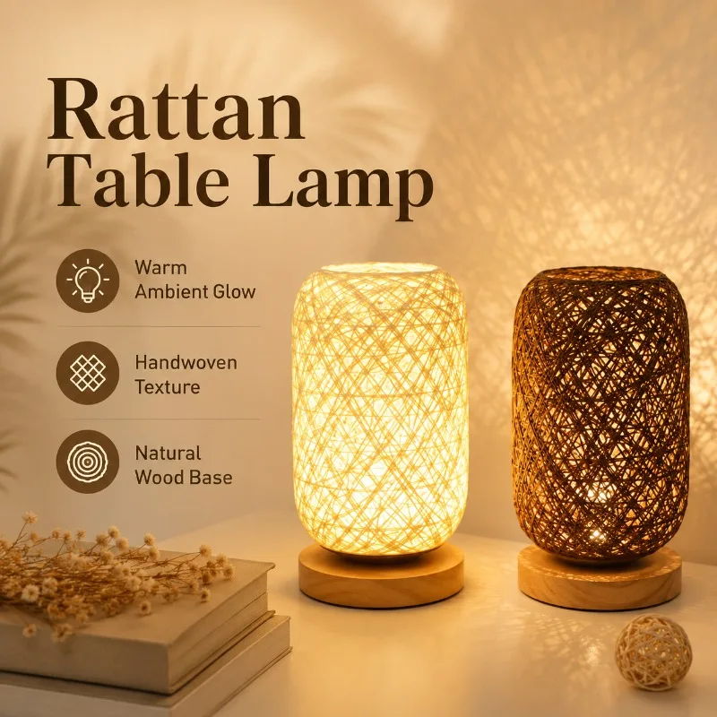 Bedroom Japanese Style Wooden Hemp Thread Rattan Ball Table Lamp Headboard Personalized Decoration Creative LED Night Light
Bedroom Japanese Style Wooden Hemp Thread Rattan Ball Table Lamp Headboard Personalized Decoration Creative LED Night Light