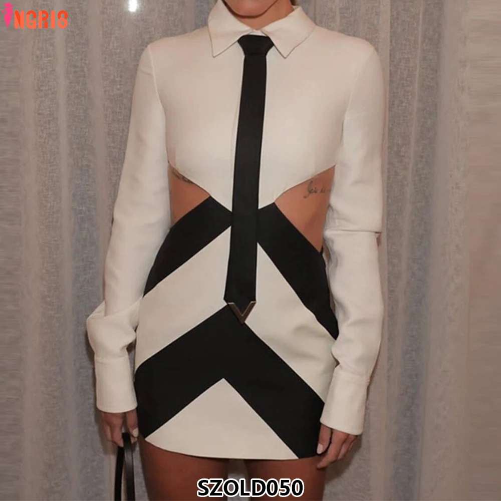 Western style black and white women's mini dress plus size sexy hollow ladies casual wear-SZOLD050
Western style black and white women's mini dress plus size sexy hollow ladies casual wear-SZOLD050