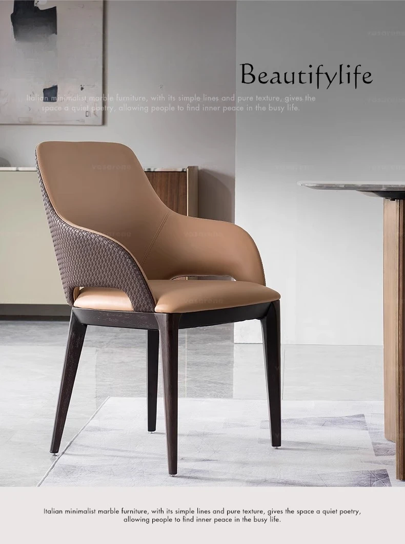 Italian minimalist leather art dining chair restaurant home modern simple single armchair book chair
Italian minimalist leather art dining chair restaurant home modern simple single armchair book chair