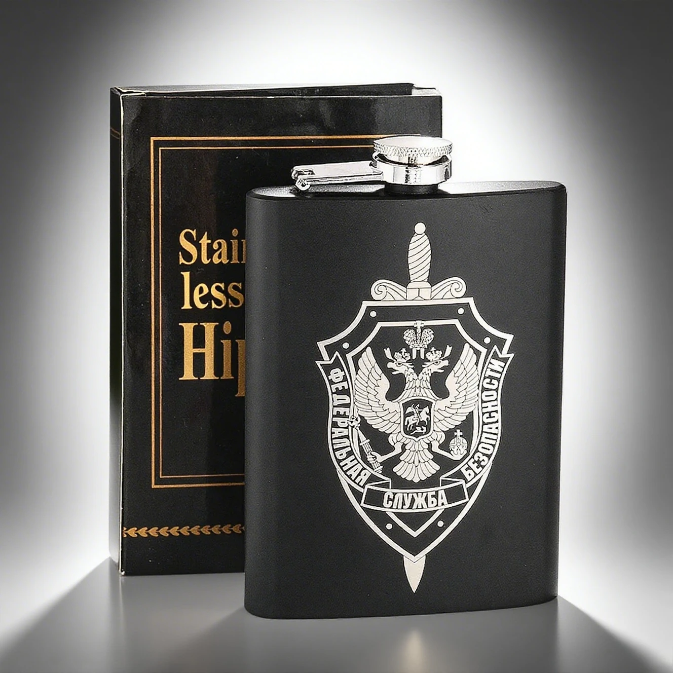 Flask Hip Double-headed Eagle Water Bottle FSB Russia Badge 304 Portable Outdoor Vodka Flat Wine Sports Jugs Camping Hiking 
Flask Hip Double-headed Eagle Water Bottle FSB Russia Badge 304 Portable Outdoor Vodka Flat Wine Sports Jugs Camping Hiking