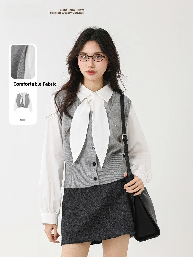 Простой вязаный свитер с эффектом двухслойности, весенняя новинка, универсальный повседневный, с длинным рукавом, воротником, тонкий, стандартного кроя
Простой вязаный свитер с эффектом двухслойности, весенняя новинка, универсальный повседневный, с длинным рукавом, воротником, тонкий, стандартного кроя