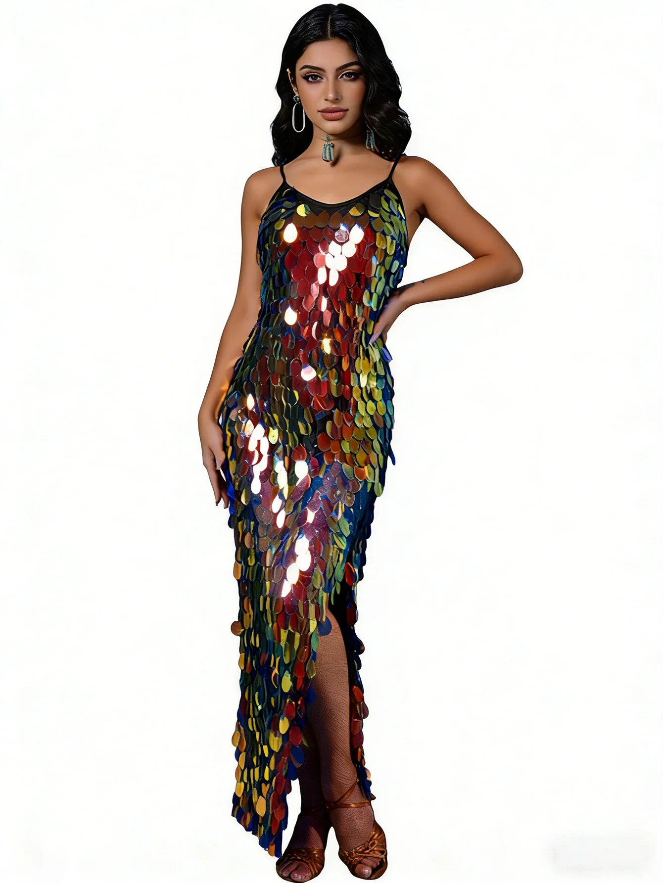 Latin Dance Costume: Sequin-Embellished One-Piece Long Dress Performance Outfit
Latin Dance Costume: Sequin-Embellished One-Piece Long Dress Performance Outfit