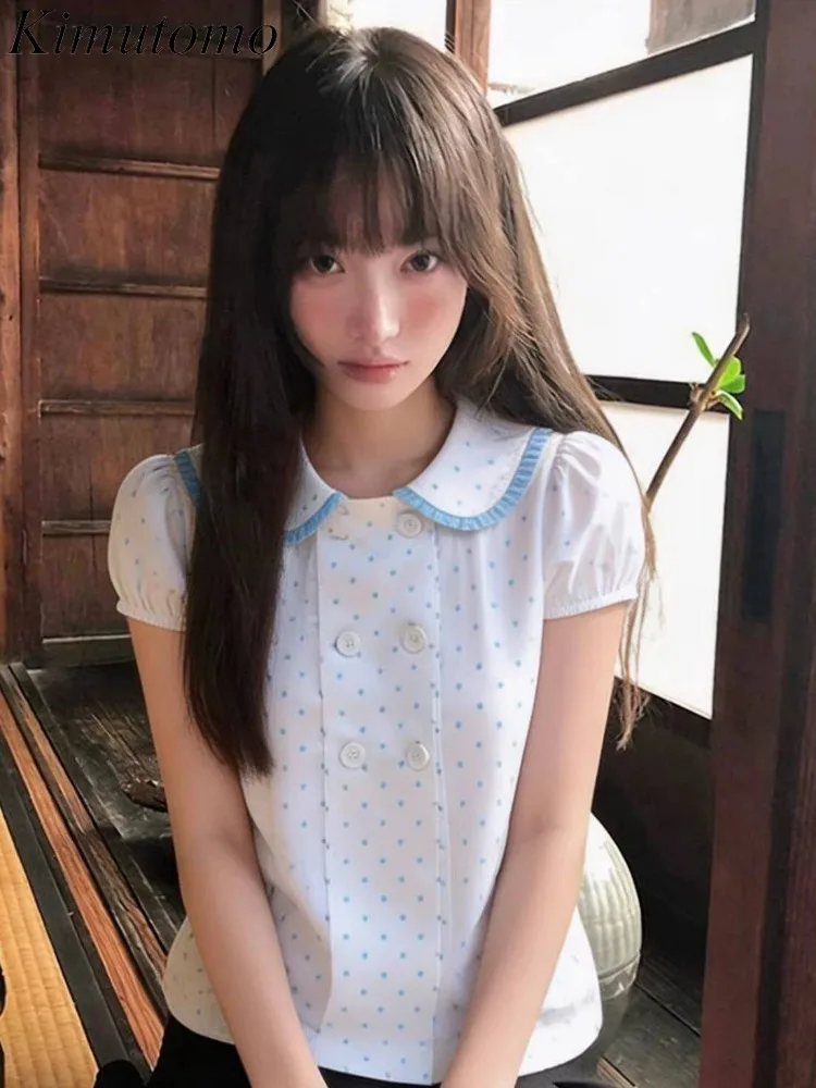 Kimutomo Shirts Women Peter Pan Collar Puff Short Sleeve Summer Fashion Sweet Elegant Blouse Female Preppy Style Y2k Tops
Kimutomo Shirts Women Peter Pan Collar Puff Short Sleeve Summer Fashion Sweet Elegant Blouse Female Preppy Style Y2k Tops