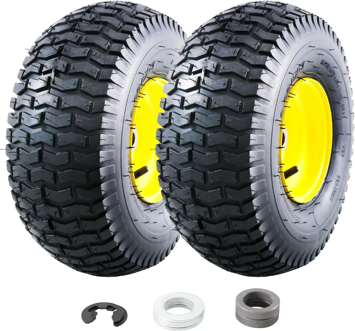 15x6.00-6 Lawn Mower Tires and Wheel Assembly, Front Replacement for Riding Mowers, 4 Ply Pneumatic, Tubeless, 2PCS
15x6.00-6 Lawn Mower Tires and Wheel Assembly, Front Replacement for Riding Mowers, 4 Ply Pneumatic, Tubeless, 2PCS