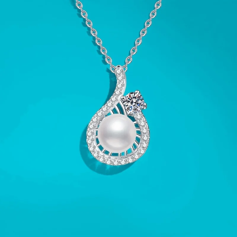 S925 Серебряное ожерелье с подвеской в форме капли из натурального пресноводного жемчуга и муассанитом, сертифицированное GBA, регулируемая цепочка, ювелирные изделия
S925 Серебряное ожерелье с подвеской в форме капли из натурального пресноводного жемчуга и муассанитом, сертифицированное GBA, регулируемая цепочка, ювелирные изделия