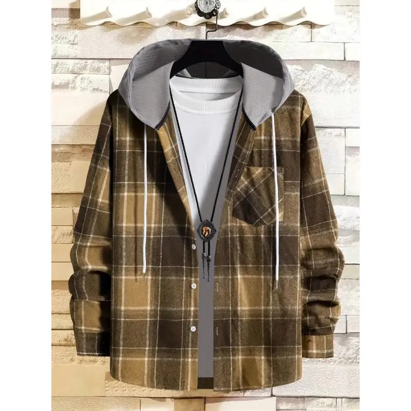 Men's Plaid Shirt Hooded Checkered Top Short Sleeve Spring Fashion Cross-Border Clothing Comfortable Cotton Casual Wear
Men's Plaid Shirt Hooded Checkered Top Short Sleeve Spring Fashion Cross-Border Clothing Comfortable Cotton Casual Wear