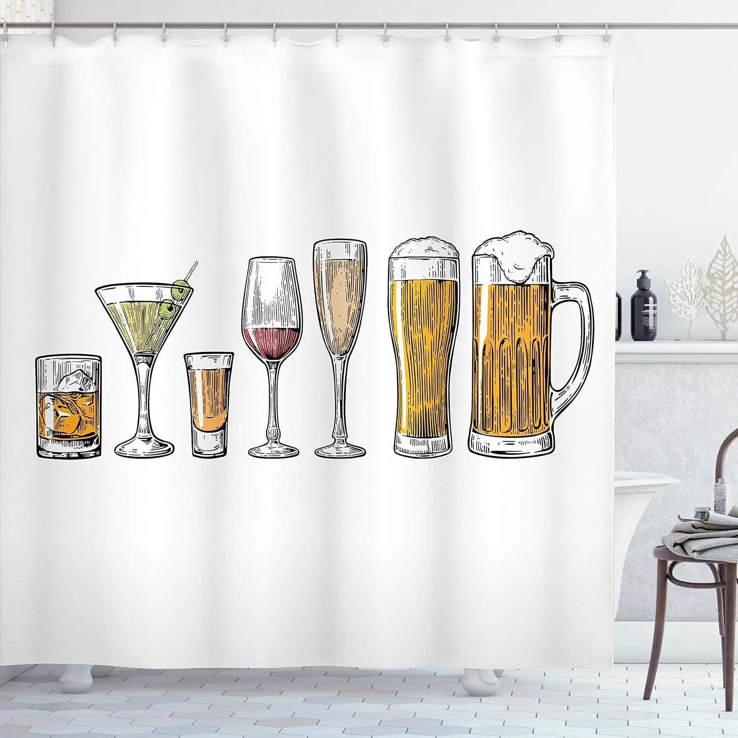 Beer and Wine Shower Curtain Cocktail Drink Design Bar Theme Decor Adult Bathroom Linen150x180
Beer and Wine Shower Curtain Cocktail Drink Design Bar Theme Decor Adult Bathroom Linen150x180