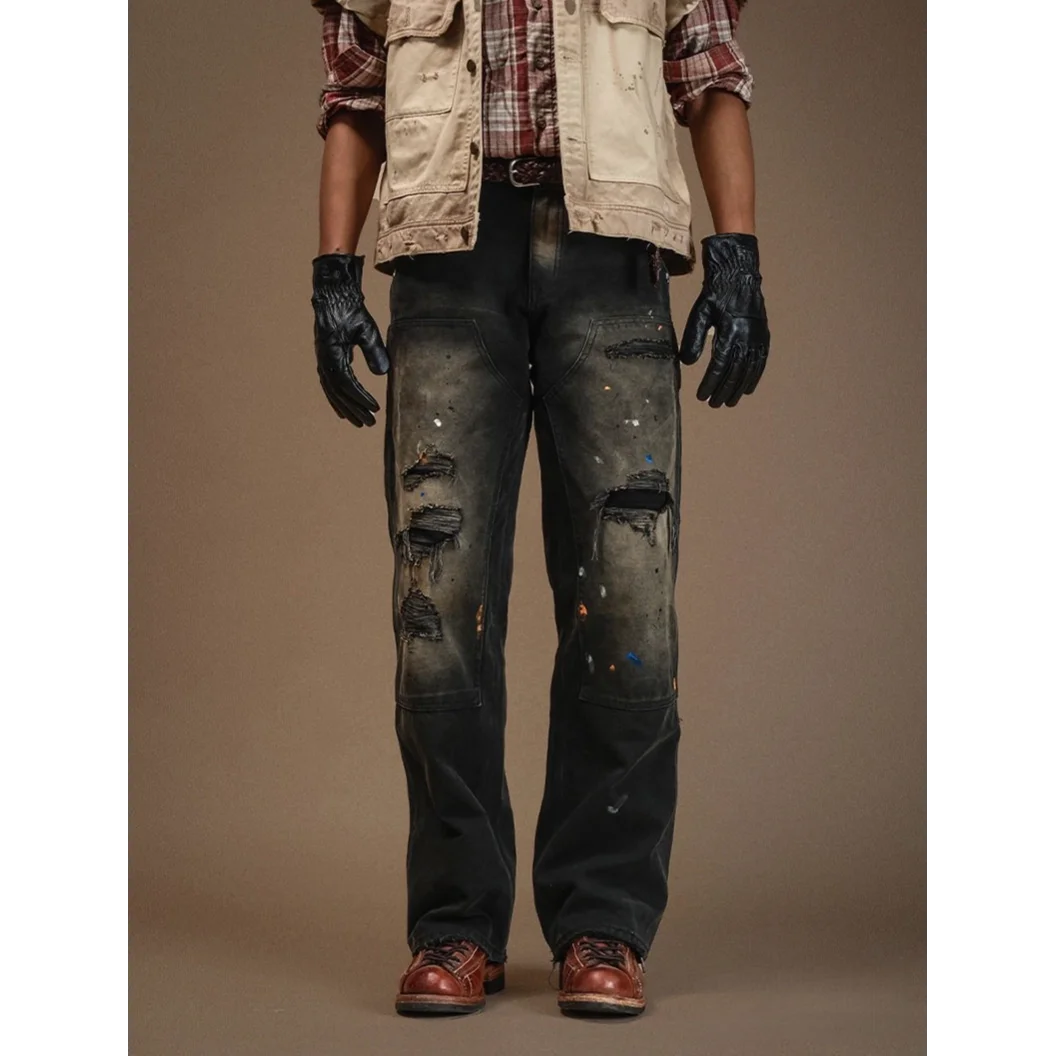 Street Fashion Man Pants Ripped Distressed Print Loose Straight Leg Casual Men Blue Denim Jeans
Street Fashion Man Pants Ripped Distressed Print Loose Straight Leg Casual Men Blue Denim Jeans