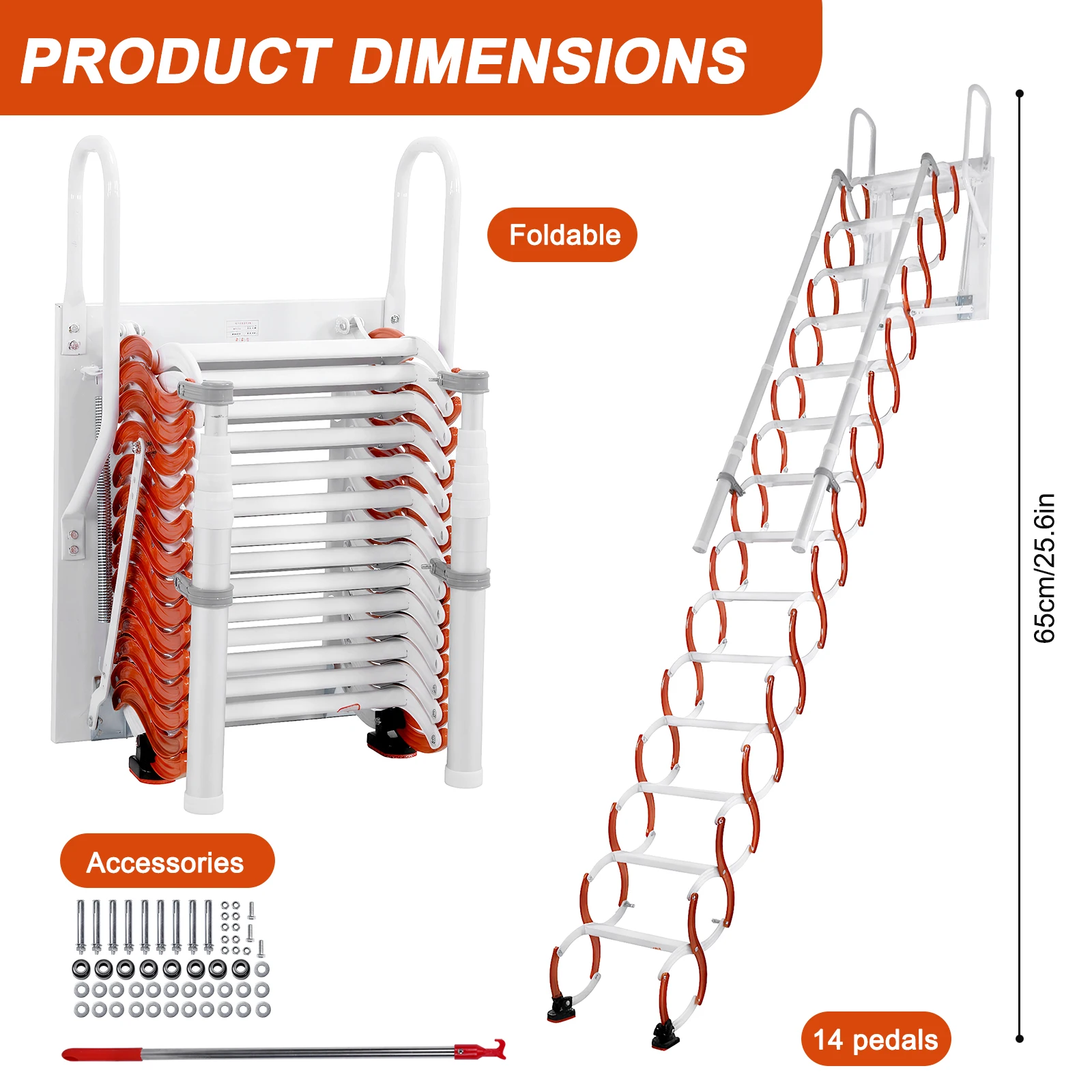 Ceiling Mount Attic Ladder Pull Down Access Ladder Manganese Steel Applicable Height 12.46in Suitable for Garages Roofs Basement
Ceiling Mount Attic Ladder Pull Down Access Ladder Manganese Steel Applicable Height 12.46in Suitable for Garages Roofs Basement