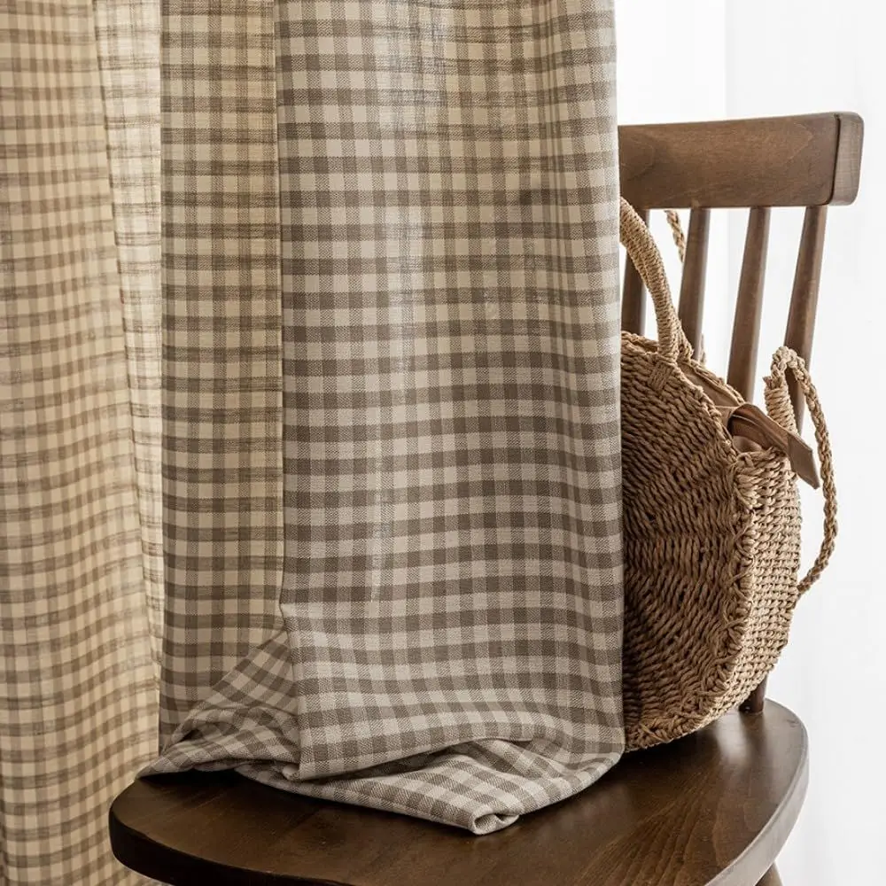 Rustic Plaid Cotton Linen Semi-Sheer Curtains for Living and Dining Rooms, Set of 2 Panels (Brown, 100 W x 96 L)
Rustic Plaid Cotton Linen Semi-Sheer Curtains for Living and Dining Rooms, Set of 2 Panels (Brown, 100 W x 96 L)