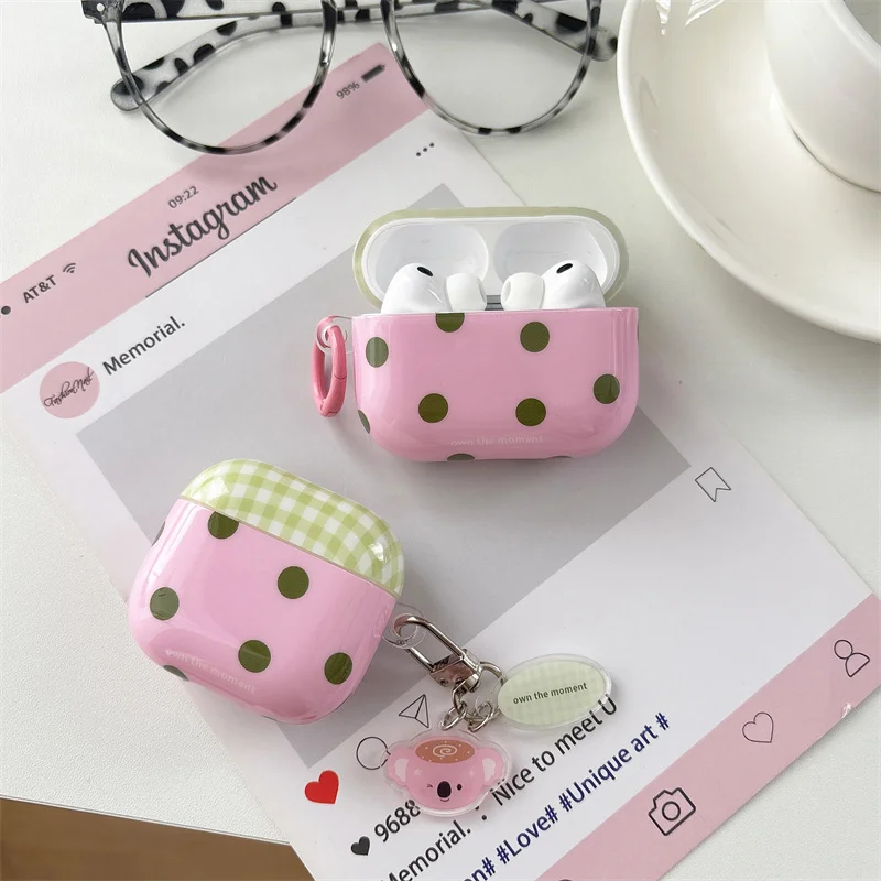 Pink Green Polka Dot AirPods Case With Keychain For AirPods Pro 2 4 3 2 1 Glossy Shockproof Cover
Pink Green Polka Dot AirPods Case With Keychain For AirPods Pro 2 4 3 2 1 Glossy Shockproof Cover