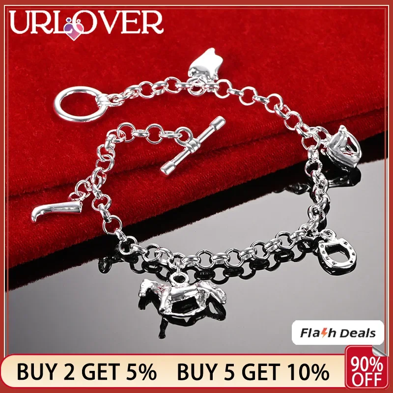 URLOVER 925 Sterling Silver Horses/Boots/Saddles Bracelets For Woman Wedding Party Christmas Birthday Fashion Jewelry Gifts
URLOVER 925 Sterling Silver Horses/Boots/Saddles Bracelets For Woman Wedding Party Christmas Birthday Fashion Jewelry Gifts