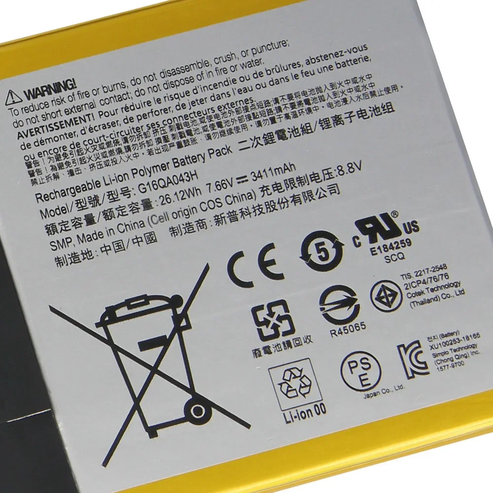 Replacement Battery G16QA043H For Microsoft Surface go 1824 3411mAh 
Replacement Battery G16QA043H For Microsoft Surface go 1824 3411mAh