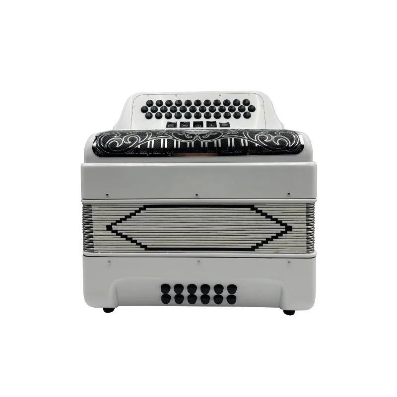 Professional OEM Diatonic Accordion JB3412D 34 Button 12 Bass 5 Register Bright White Black Silver Grill
Professional OEM Diatonic Accordion JB3412D 34 Button 12 Bass 5 Register Bright White Black Silver Grill
