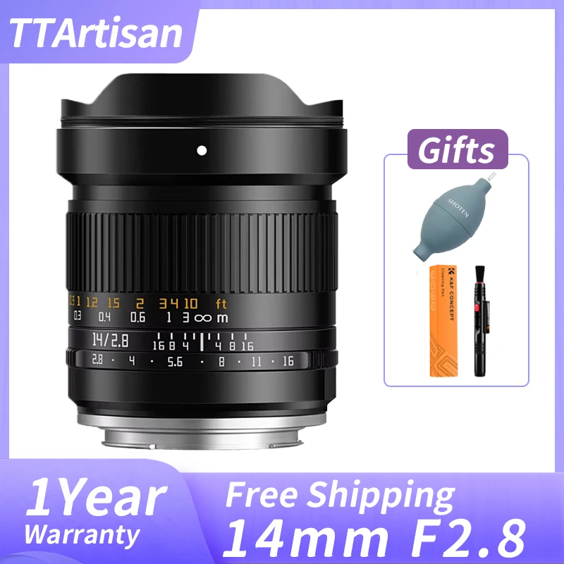 TTArtisan 14 мм F2.8 ASPH полнокадровый сверхширокоугольный объектив с ручной фокусировкой для Sony A7s Canon R10 Nikon Z50
TTArtisan 14 мм F2.8 ASPH полнокадровый сверхширокоугольный объектив с ручной фокусировкой для Sony A7s Canon R10 Nikon Z50