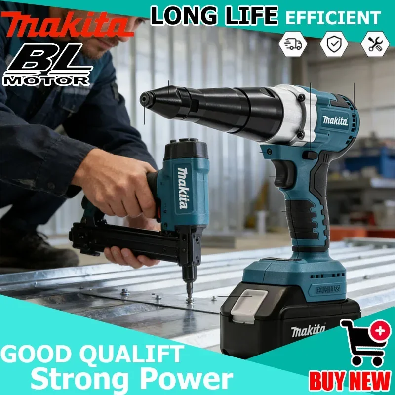 Makita Brushless Electric Rivet Gun LED Cordless Multifunctional Rivet Nut Gun Automatic Riveting Tool Makita 18V Battery