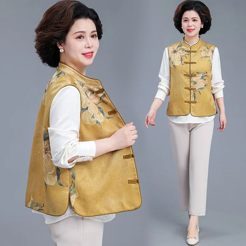Новая китайская модная жилетка-пальто для женщин среднего возраста, весенняя верхняя одежда, женский топ в национальном стиле для весны и осени
Новая китайская модная жилетка-пальто для женщин среднего возраста, весенняя верхняя одежда, женский топ в национальном стиле для весны и осени