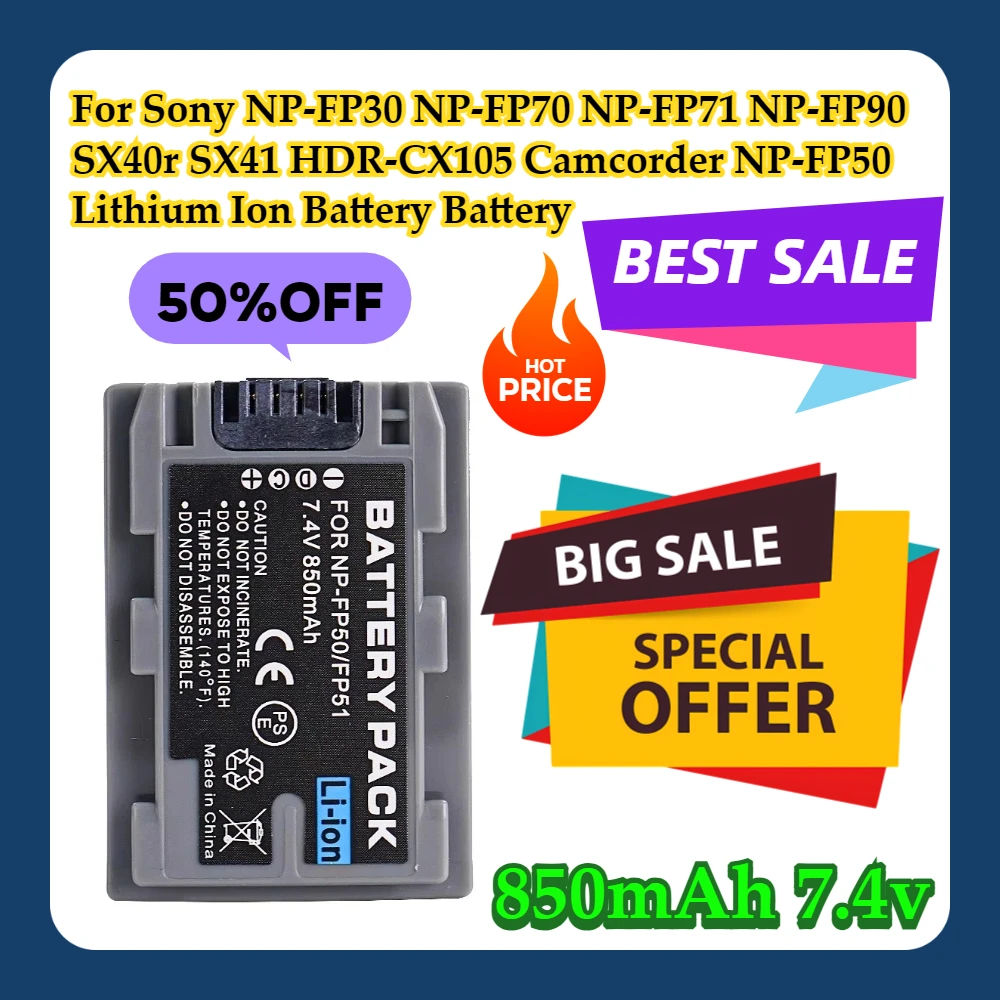 For Sony NP-FP30 NP-FP70 NP-FP71 NP-FP90 SX40r SX41 HDR-CX105 Camcorder NP-FP50 Lithium Ion Battery 850mAh Battery
For Sony NP-FP30 NP-FP70 NP-FP71 NP-FP90 SX40r SX41 HDR-CX105 Camcorder NP-FP50 Lithium Ion Battery 850mAh Battery