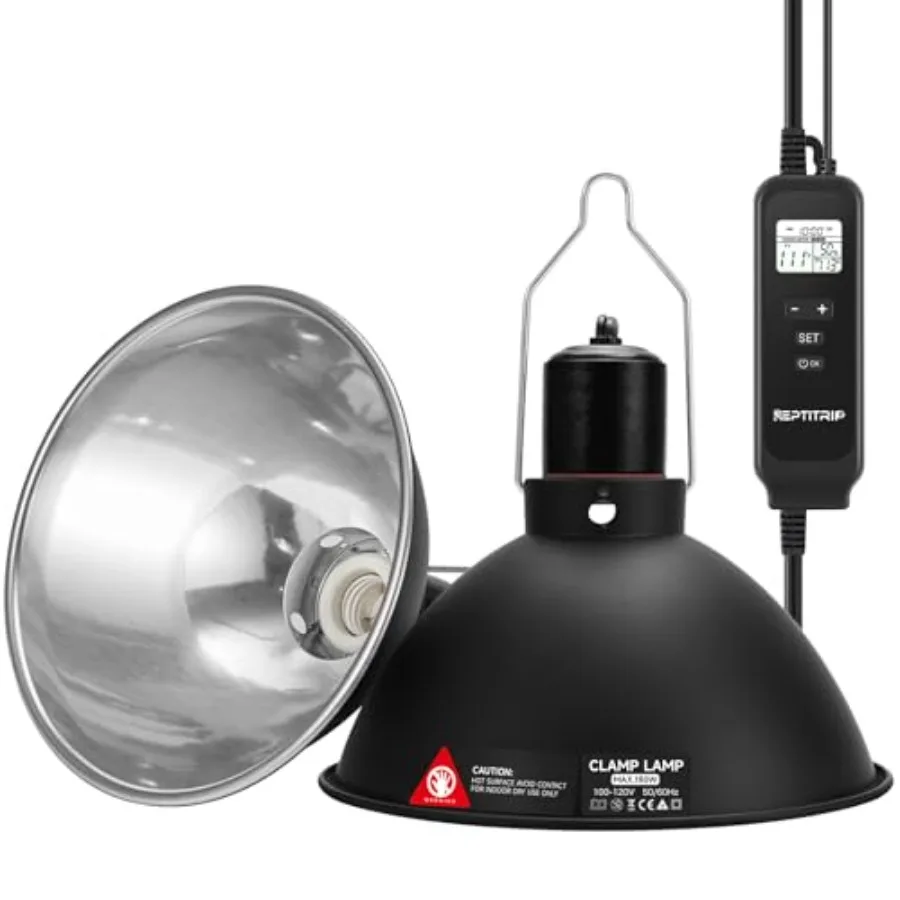 8.5" Reptile Heat Lamp Fixture with PID Dimming Thermostat, Independent Day Night Temperature Control, MAX 150W Bulb Not Includ
8.5" Reptile Heat Lamp Fixture with PID Dimming Thermostat, Independent Day Night Temperature Control, MAX 150W Bulb Not Includ