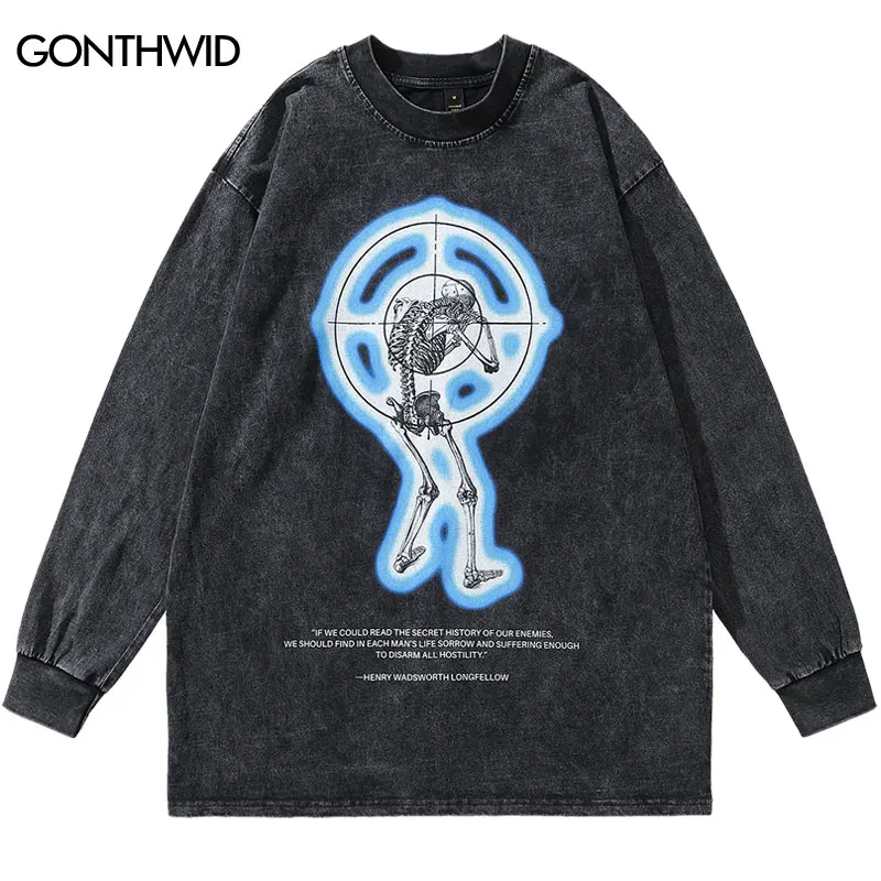 Mens T-Shirt Streetwear Hip Hop Vintage Skull Skeleton Print Punk Gothic Long Sleeve Tshirts Harajuku Cotton Loose Washed Shirts
Mens T-Shirt Streetwear Hip Hop Vintage Skull Skeleton Print Punk Gothic Long Sleeve Tshirts Harajuku Cotton Loose Washed Shirts