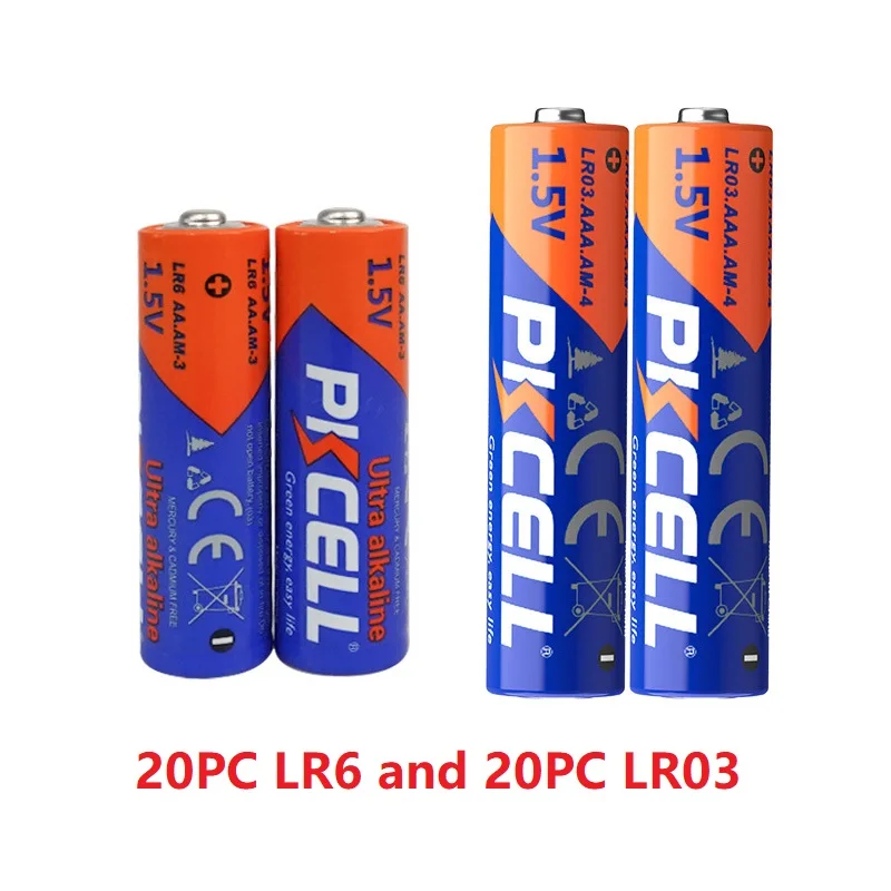 PKCELL 40PC Combo Pack of 20PC LR03 AAA and 20PC LR6 AA Alkaline Batteries 1.5V Non-rechargeable Battery for Household Electroni
PKCELL 40PC Combo Pack of 20PC LR03 AAA and 20PC LR6 AA Alkaline Batteries 1.5V Non-rechargeable Battery for Household Electroni
