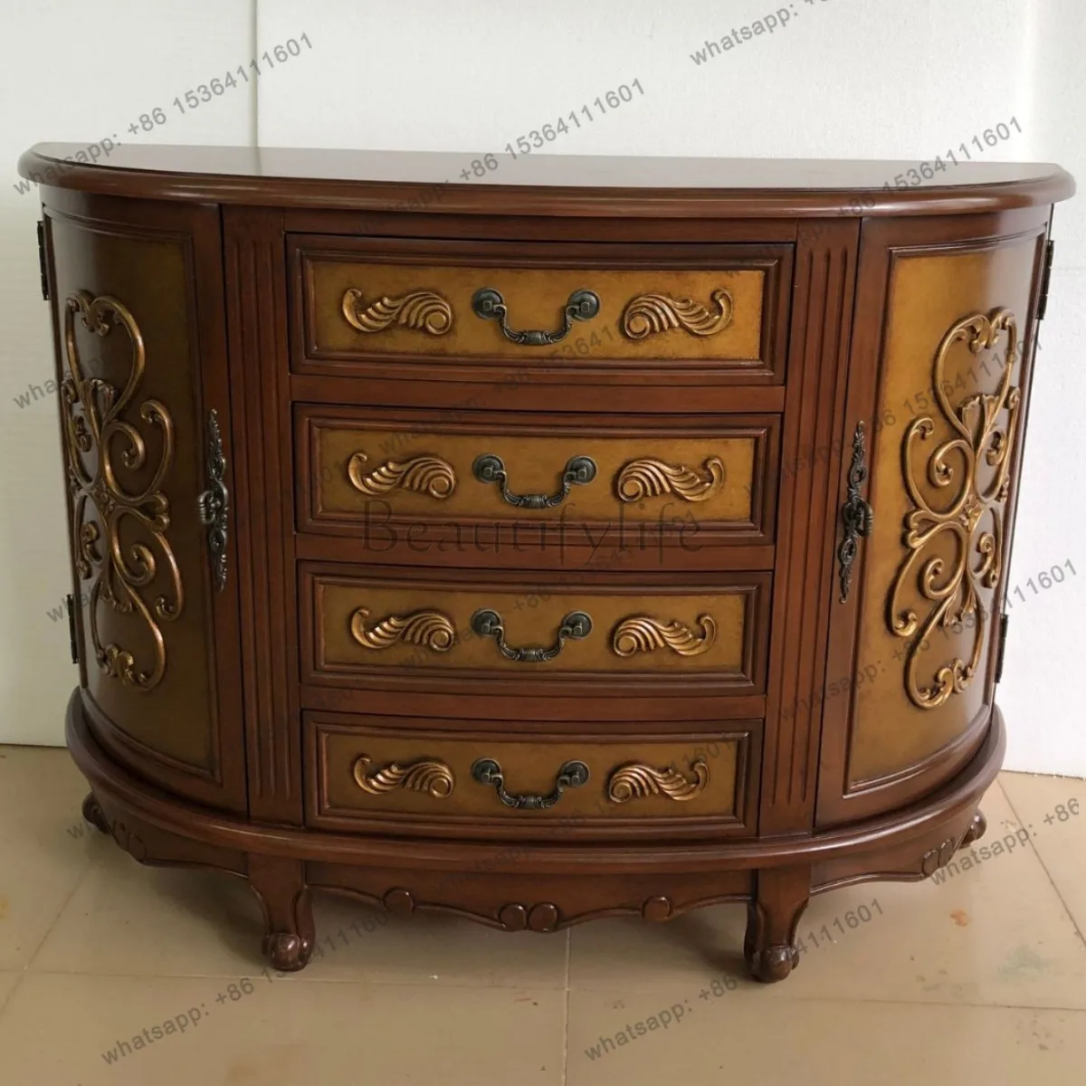 Semicircular entrance decorative cabinet European living room solid wood dining side storage cabinet
Semicircular entrance decorative cabinet European living room solid wood dining side storage cabinet