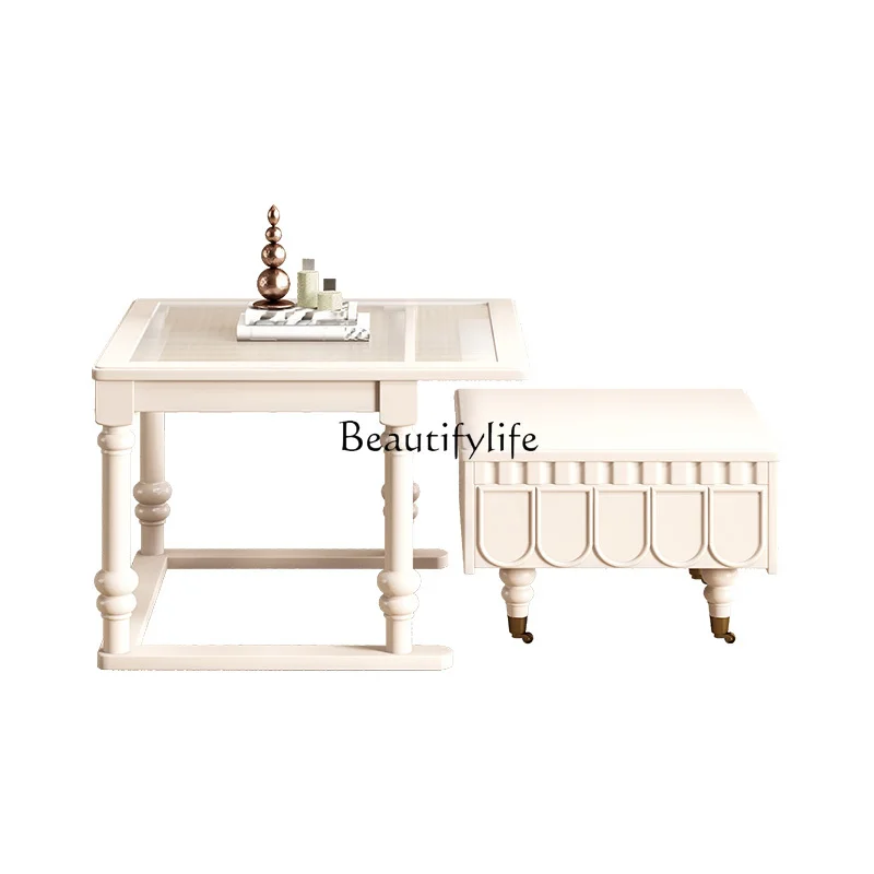 French pure solid wood cream style combination coffee table American living room coffee table
French pure solid wood cream style combination coffee table American living room coffee table