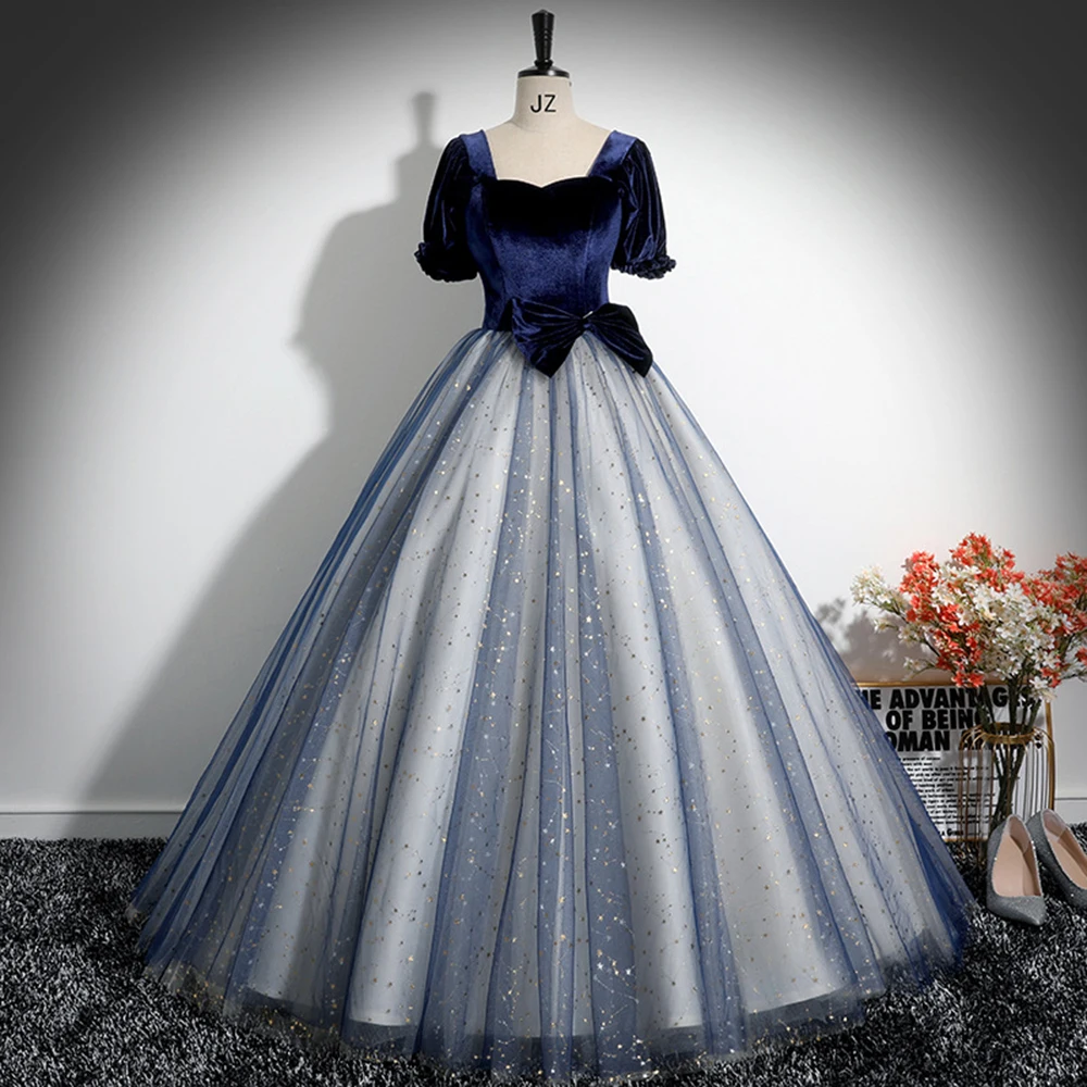 Navy Blue Velvet Fluffy Gauze Evening Dress Long Beautiful Singing Splicing Style Square Neck Dress Stage Performance Costumes
Navy Blue Velvet Fluffy Gauze Evening Dress Long Beautiful Singing Splicing Style Square Neck Dress Stage Performance Costumes
