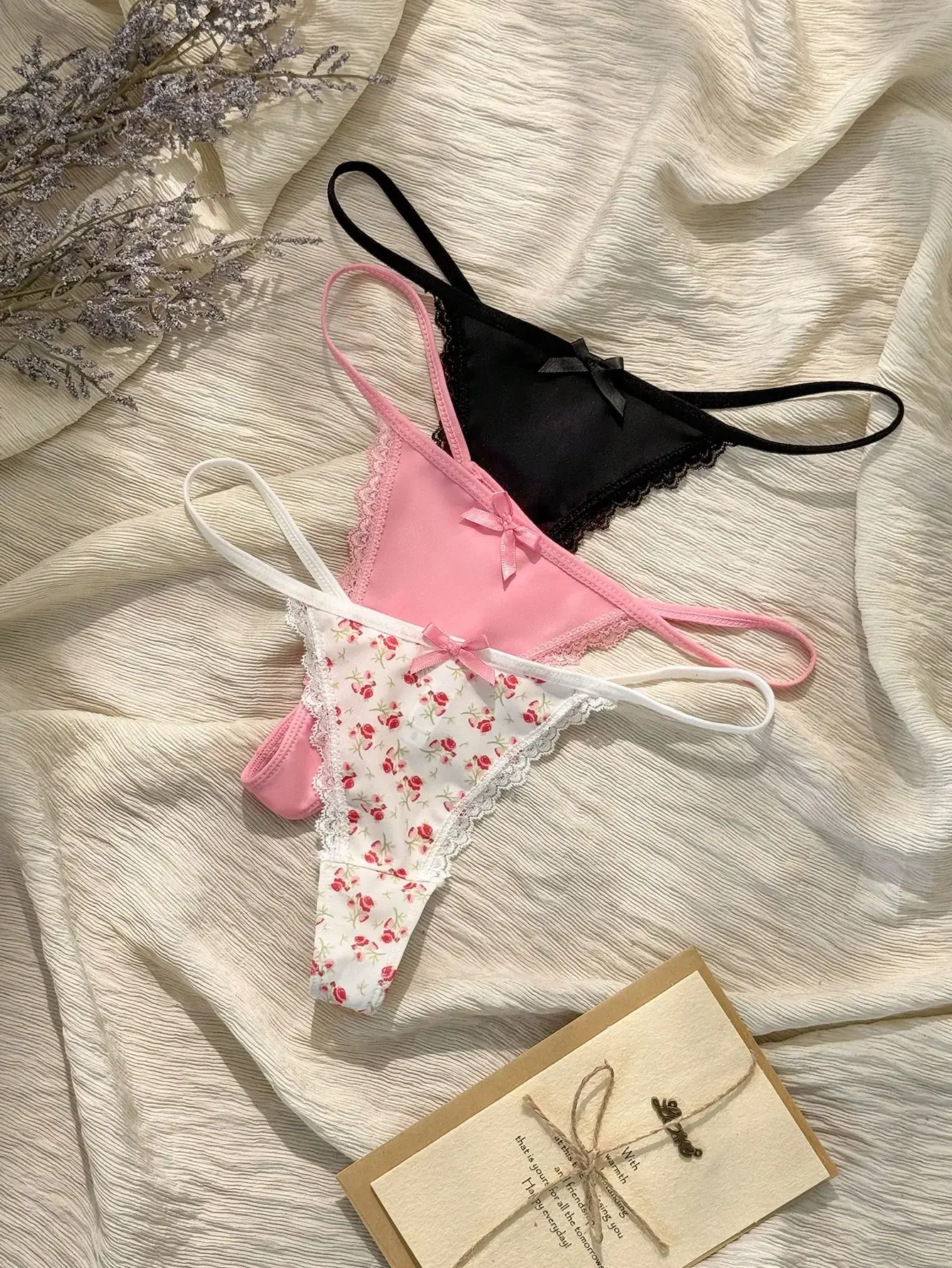 3pcs/Set Women's Bow Lace Patchwork Floral Print Thong Panties
3pcs/Set Women's Bow Lace Patchwork Floral Print Thong Panties