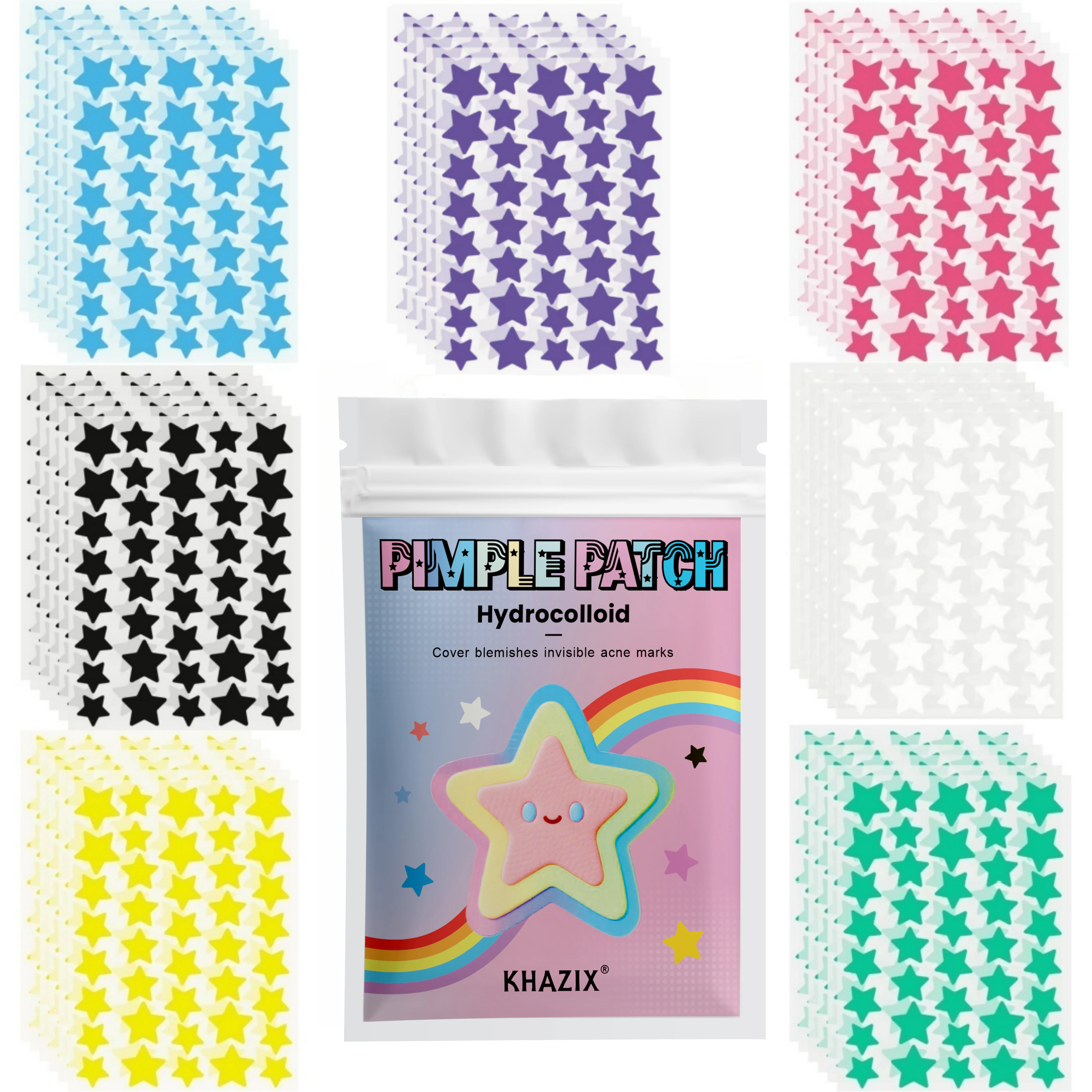 KHAZIX Colorful Star Hydrocolloid Acne Patches, Invisible Pimple Emergency Patches Day & Night Use, Drug-Free Non-Irritating for
KHAZIX Colorful Star Hydrocolloid Acne Patches, Invisible Pimple Emergency Patches Day & Night Use, Drug-Free Non-Irritating for