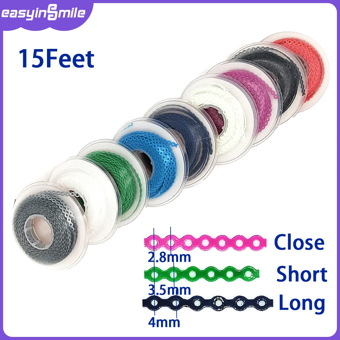 Эластичная силовая цепь EASYINSMILE, стоматологическая или несколько источников питания, цветная резиновая лента, 4,57 м = 15 футов/катушка, длинная короткая непрерывная силовая цепь
Эластичная силовая цепь EASYINSMILE, стоматологическая или несколько источников питания, цветная резиновая лента, 4,57 м = 15 футов/катушка, длинная короткая непрерывная силовая цепь