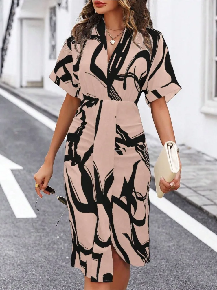 Women V-neck Irregular Printed Dresses 2025 Summer Fashion Five-quarter Sleeve Midi Dress Office Lady Commuter Vestidos Clothing
Women V-neck Irregular Printed Dresses 2025 Summer Fashion Five-quarter Sleeve Midi Dress Office Lady Commuter Vestidos Clothing