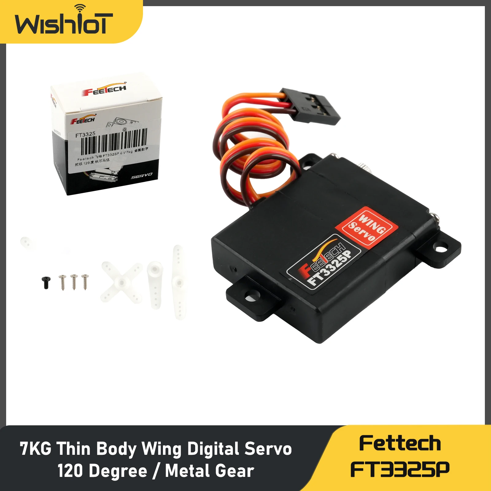 Feetech 7KG RC Wing High Speed Digital Servo Motor 6V 120 Degree 0.1s Metal Gear for Fixed Wing RC Drone DIY Robot Model FT3325P
Feetech 7KG RC Wing High Speed Digital Servo Motor 6V 120 Degree 0.1s Metal Gear for Fixed Wing RC Drone DIY Robot Model FT3325P