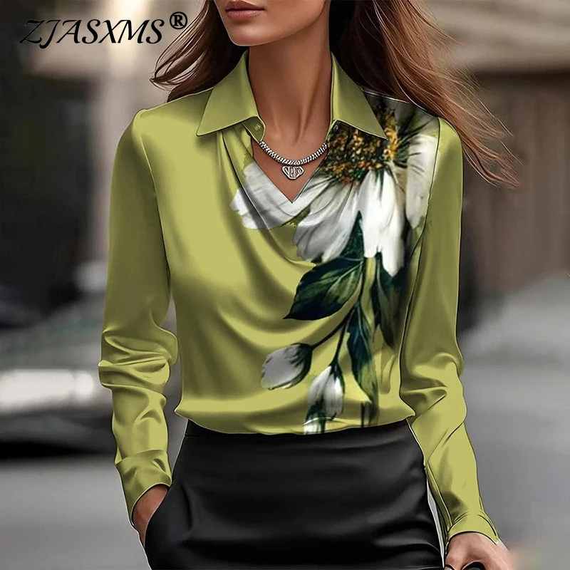 Elegant Turn-Down Collar Printed Office Ladies Top Pullover Spring Long Sleeve Satin Blouse New Fashion Casual Hollow Out Shirts
Elegant Turn-Down Collar Printed Office Ladies Top Pullover Spring Long Sleeve Satin Blouse New Fashion Casual Hollow Out Shirts