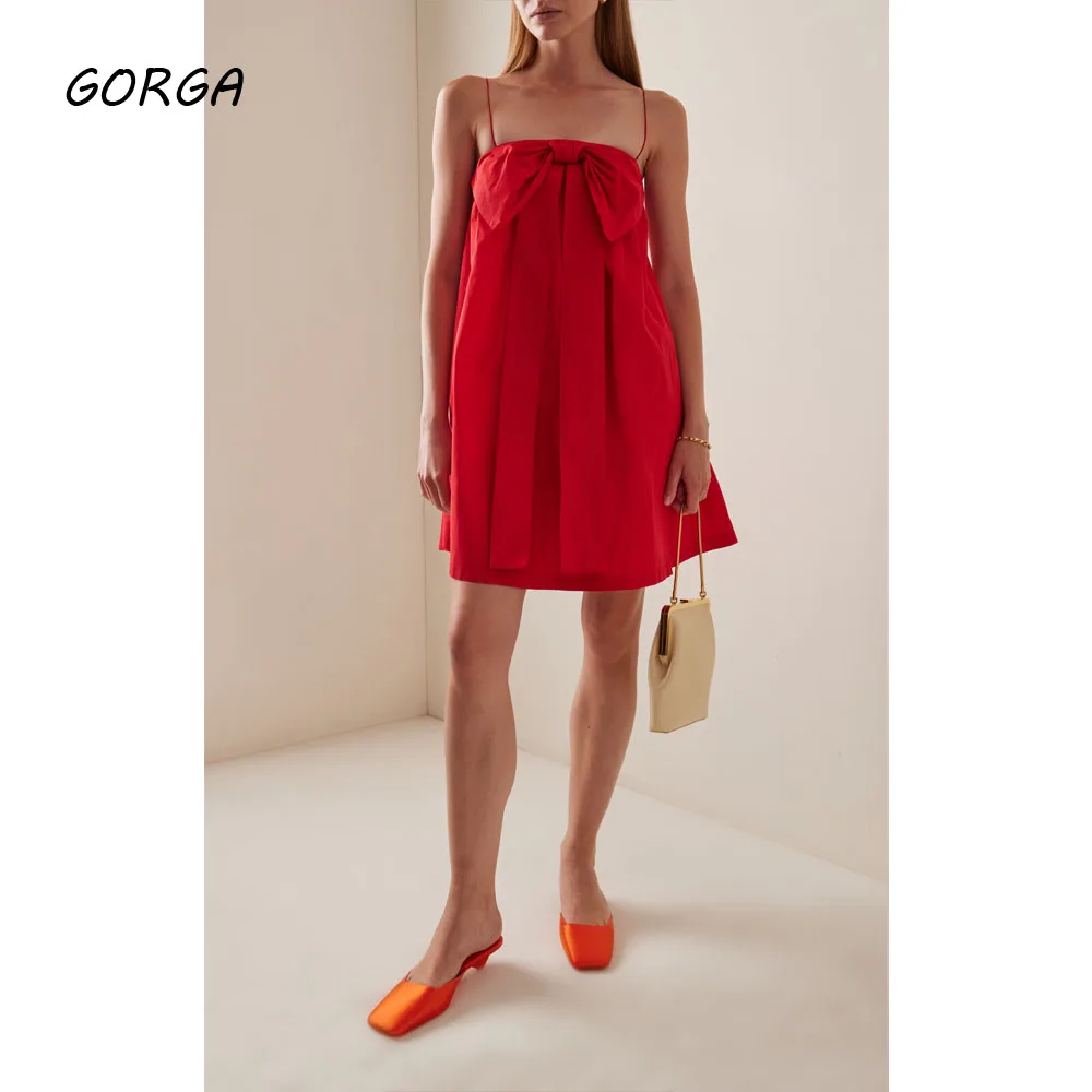 GORGA Customized Red Knee-Length Taffeta Evening Dress Bow Strapless Prom Dress 2025 Backless Sleeveless A-Line Party Dress
GORGA Customized Red Knee-Length Taffeta Evening Dress Bow Strapless Prom Dress 2025 Backless Sleeveless A-Line Party Dress