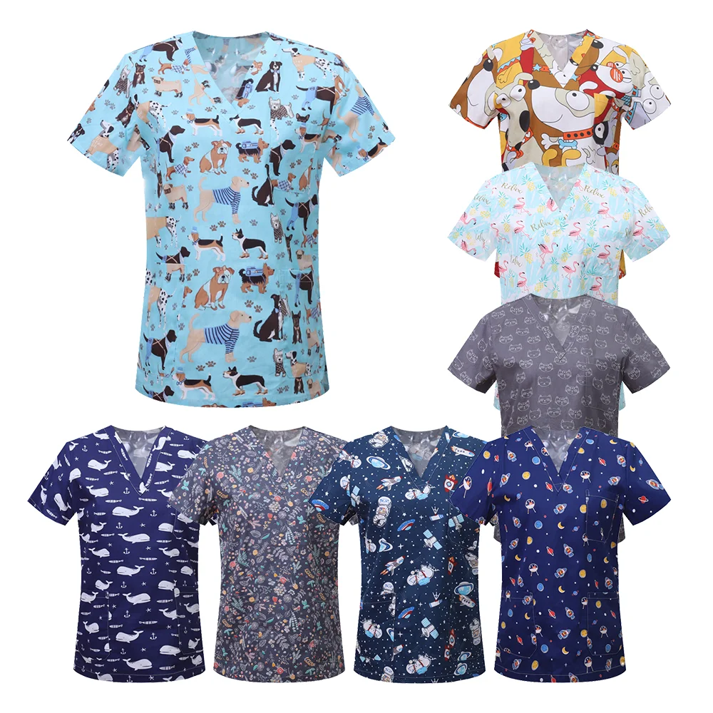 Pet Clinic Vet Work Uniforms Women Nurse Animal Cartoon Print Hospital Doctor Nursing T-shirt Medical Scrubs Clothes Tops Shirts
Pet Clinic Vet Work Uniforms Women Nurse Animal Cartoon Print Hospital Doctor Nursing T-shirt Medical Scrubs Clothes Tops Shirts