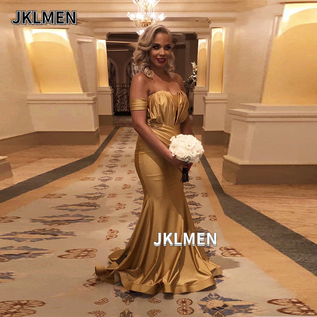 Gold Bridesmaid Elegant Dress Women for Wedding Party Sexy Off-the-shoulder Mermaid Maid of Honor Dress with Corset Back
Gold Bridesmaid Elegant Dress Women for Wedding Party Sexy Off-the-shoulder Mermaid Maid of Honor Dress with Corset Back